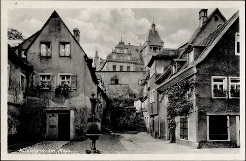 Ak Kitzingen in Mainfranken Bayern, Straßenansicht, Platz, Springbrunnen