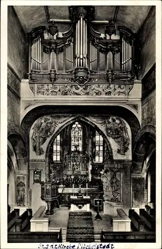 Ak Michelstadt im Odenwald, ev. luth. Stadtkirche, Innenansicht