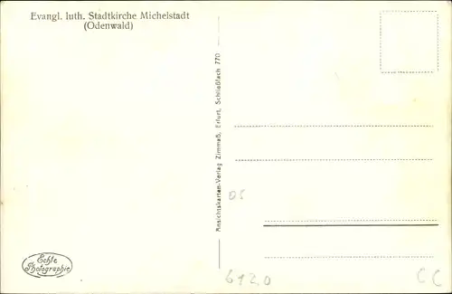 Ak Michelstadt im Odenwald, ev. luth. Stadtkirche, Innenansicht