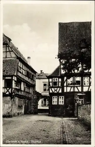 Ak Eberbach am Neckar Odenwald Baden, Pfarrhof, Fachwerkhäuser