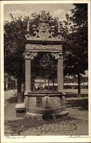 Ak Hanau am Main, Marktbrunnen