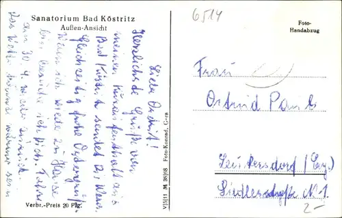 Ak Bad Köstritz in Thüringen, Sanatorium, Außenansicht