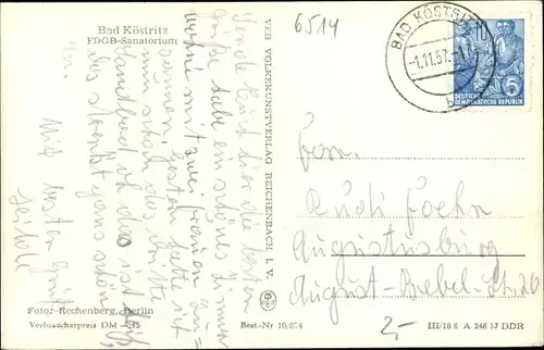 Ak Bad Köstritz in Thüringen, FDGB-Sanatorium