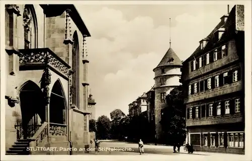 Ak Stuttgart in Württemberg, Partie an der Stiftskirche