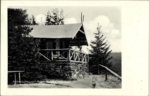 Ak Finsterbergen Friedrichroda Thüringen, Blockhütte auf dem Hainfelsen