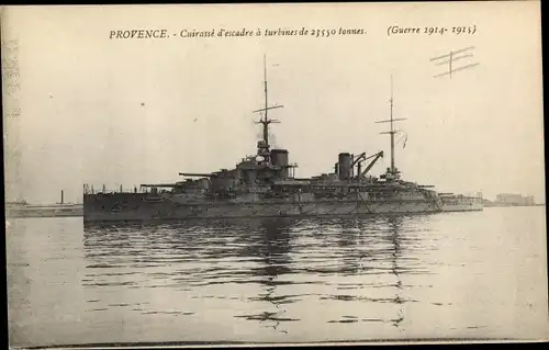 Ak Französisches Kriegsschiff, Provence, Cuirasse d'escadre