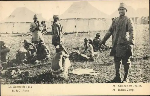 Ak La Guerre de 1914, Campement Indien, Indische Soldaten in der Britischen Armee