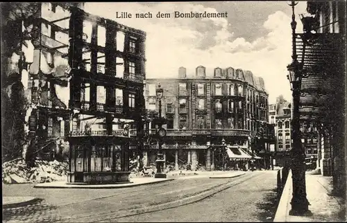 Ak Lille Nord, Nach dem Bombardement, Kriegszerstörungen, I. WK