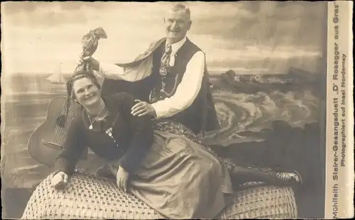 Ak Mühlfeith Steirer-Gesangsduett  D' Rosegger aus Graz