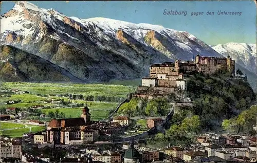 Ak Salzburg in Österreich, Blick gegen den Untersberg, Ort