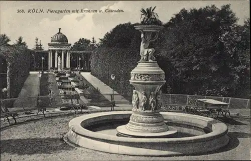 Ak Köln am Rhein, Floragarten mit Brunnen und Cascaden