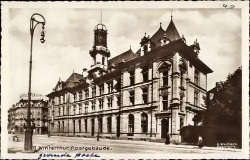 Ak Winterthur Kt Zürich Schweiz, Postgebäude