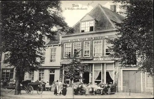 Ak Sluis Zeeland, L'Ecluse, Holland, Hotel Thof van Brussel