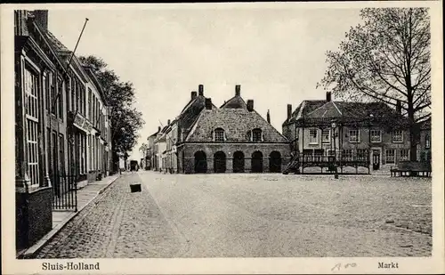 Ak Sluis Zeeland Niederlande, Markt