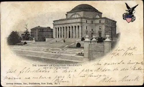 Ak New York City USA, The Library of Columbia University