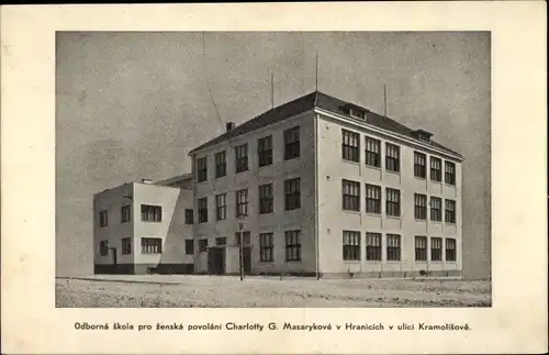Ak Hranice na Moravě Region Olmütz, Charlotta G. Masaryková Berufsfachschule