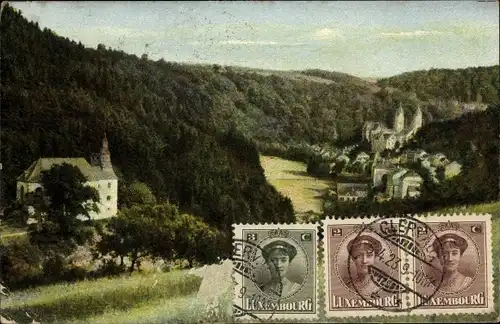 Ak Clervaux Clerf Luxembourg, Blick auf den Ort, mit Lorettokapelle