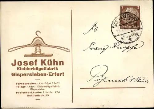 Ak Gispersleben Erfurt Thüringen, Kleiderbügelfabrik Josef Kühn