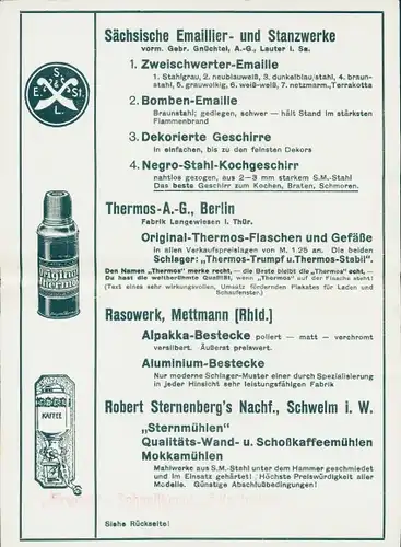 Klapp Ak Leipzig, Sächs. Emaillier und Stanzwerke, Thermos AG Berlin, Rasowerk Mettmann