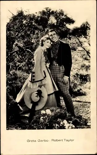 Ak Schauspieler Robert Taylor und Greta Garbo, Filmszene