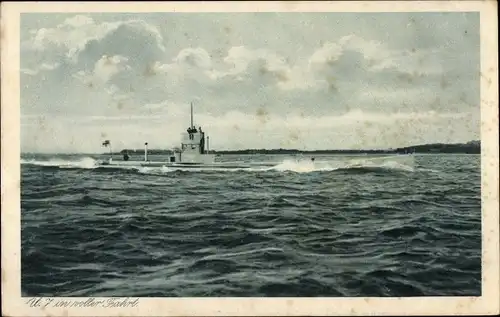Ak Deutsches U Boot, U 7 in voller Fahrt, Flottenbund Deutscher Frauen