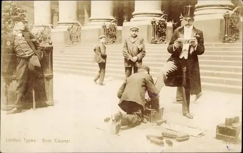 Ak London England, London Types, Boot Cleaner, Schuhputzer