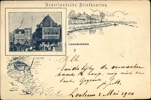 Passepartout Ak Leeuwarden Friesland Niederlande, Teilansicht