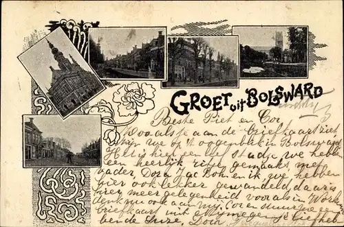 Ak Bolsward Friesland Niederlande, Rathaus, Teilansichten