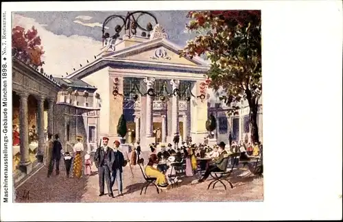 Künstler Ak München Bayern, Maschinen Ausstellung 1898, No. 7, Restaurant