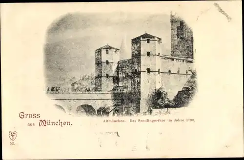Ak München Bayern, Altmünchen, Sendlinger Tor im Jahre 1790