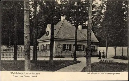 Ak Hadern München Bayern, Waldfriedhof, Wohnhaus des Friedhofgärtners