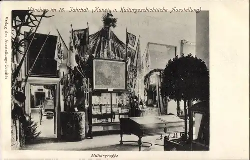 Ak München Bayern, Kunst und Kulturgeschichtliche Ausstellung, Militärgruppe, 18. Jahrhundert