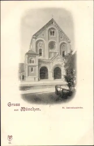 Ak Ludwigsvorstadt Isarvorstadt München, St. Antoniuskirche