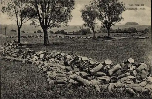 Ak Das Deutsche Heer, Infanterie in Schützenlinien, Deutsche Soldaten im Feld, I. WK