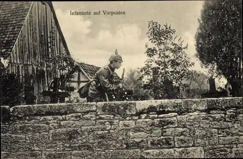 Ak Das Deutsche Heer, Infanterie auf Vorposten, Soldat in Uniform, I WK