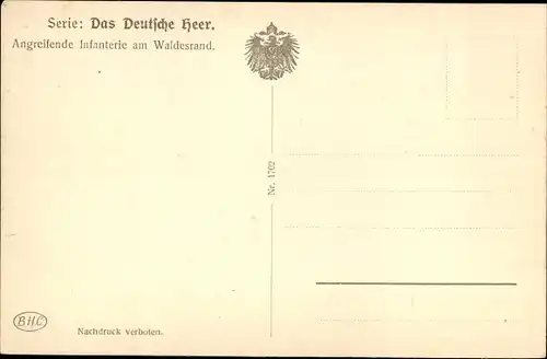 Ak Das Deutsche Heer, Angreifende Infanterie am Waldesrand, I. WK