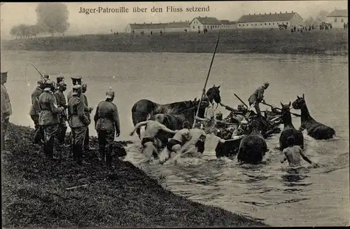 Ak Das Deutsche Heer, Jäger Patrouille über den Fluss setzend