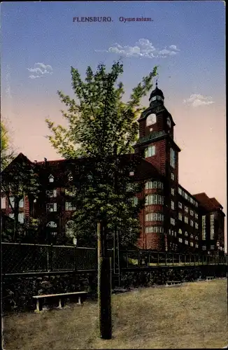 Ak Flensburg in Schleswig Holstein, Blick auf das Gymnasium
