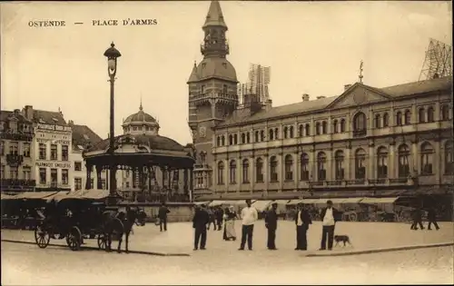 Ak Ostende Westflandern, Place d'Armes, Kutsche