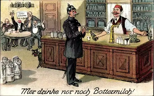 Lied Ak Mer drinke nor noch Bottermilch, Gastwirt, Polizist