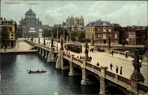 Ak Amsterdam Nordholland Niederlande, Hoogesluis, Straßenbahn