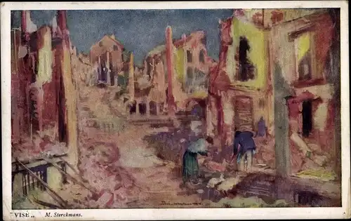 Künstler Ak Sterckmans, M., Visé Wallonien Lüttich, Ruinen der Stadt