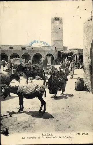 Ak Gabes Tunesien, Le Marché et la Mosquée de Menzel, Marktplatz
