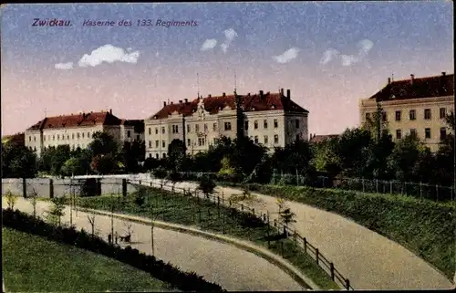 Ak Zwickau in Sachsen, Kaserne, Infanterie Regiment 133