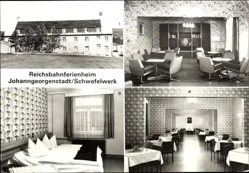 Ak Johanngeorgenstadt im Erzgebirge, Schwefelwerk, Reichsbahnferienheim, Gastraum, Speisesaal