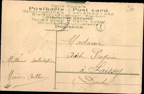 Präge Ak Doux Souvenir, Tauben, Vergissmeinnicht