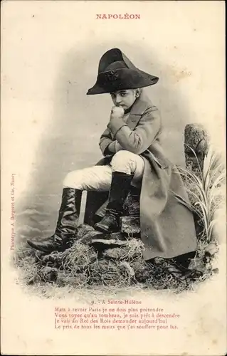 Ak Napoleon, A Sainte Helene, Kind in historischer Uniform