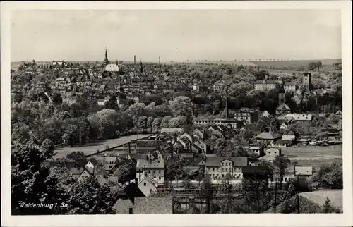 Ak Waldenburg Sachsen, Panorama, Stadtkirche, Fabriken