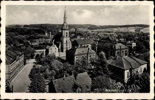 Ak Waldenburg in Sachsen, Teilansicht, Kirche