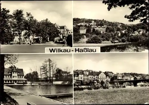 Ak Wilkau Haßlau in Sachsen, Freibad, Panorama, Teilansichten
